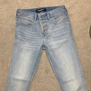 Express button fly skinny jeans